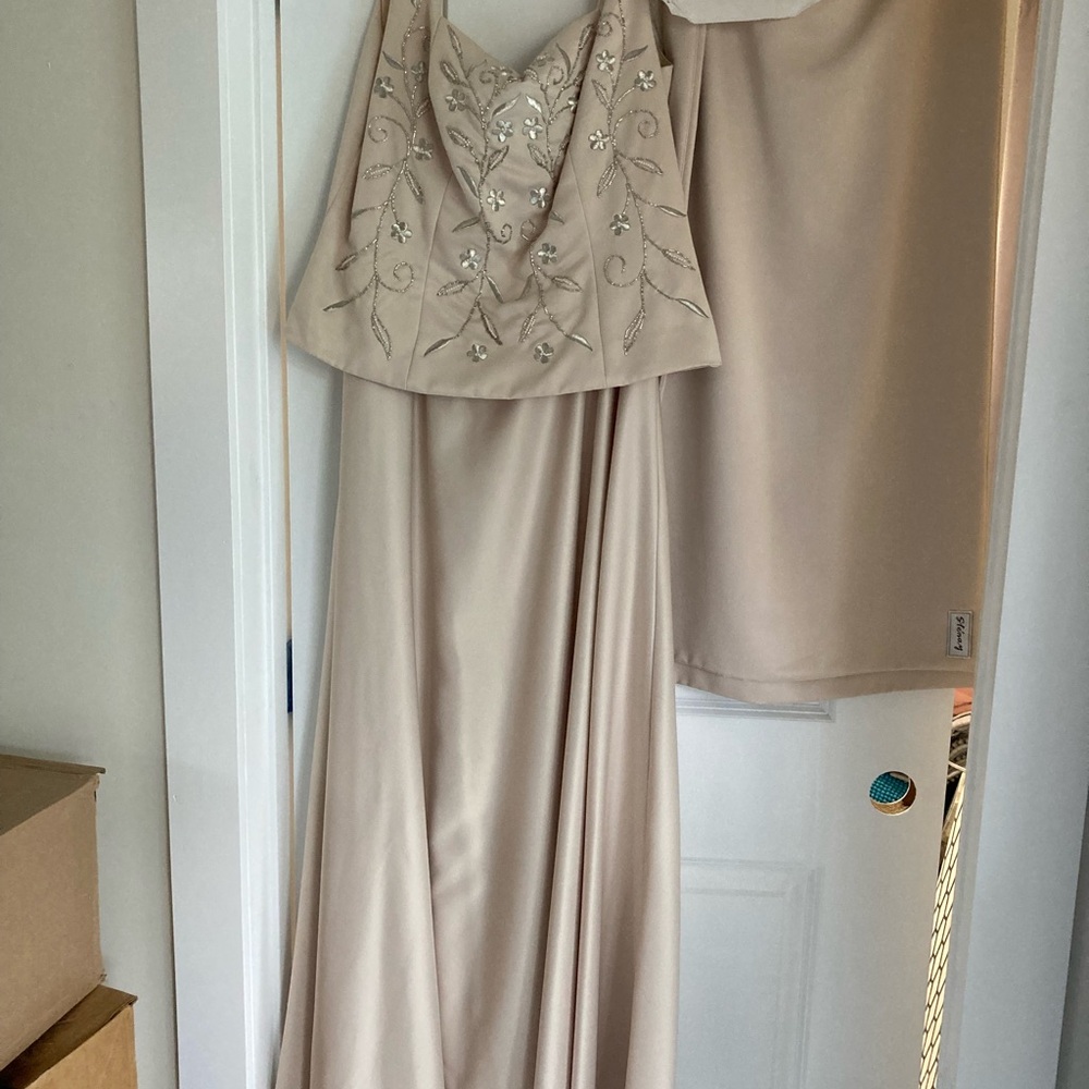 Elegant Beige Embroidered Gown
